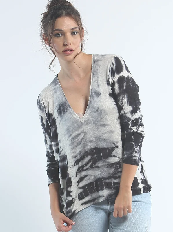 Hand Dye Slouchy V Neck in Silk Minimalist Women's Casual
