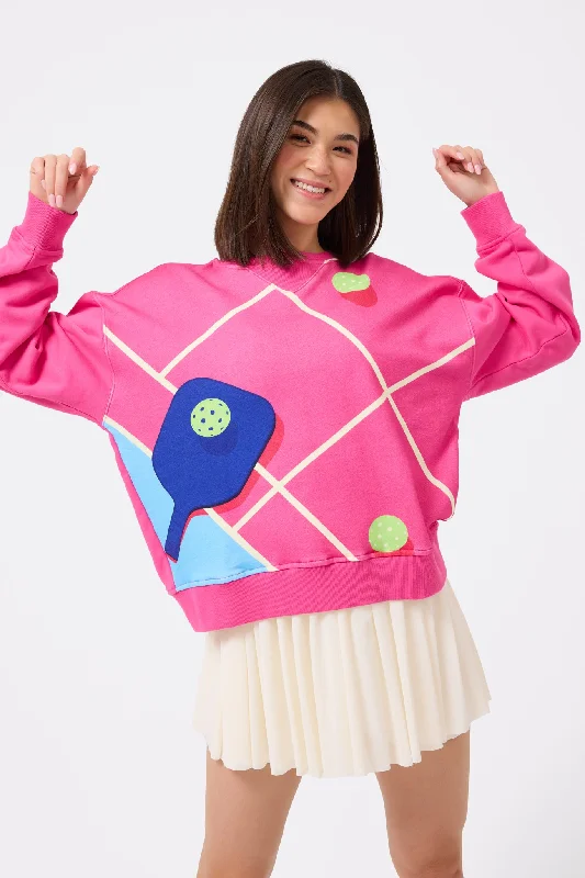 Graphic Crewneck in Terez Pink Pickleball Women