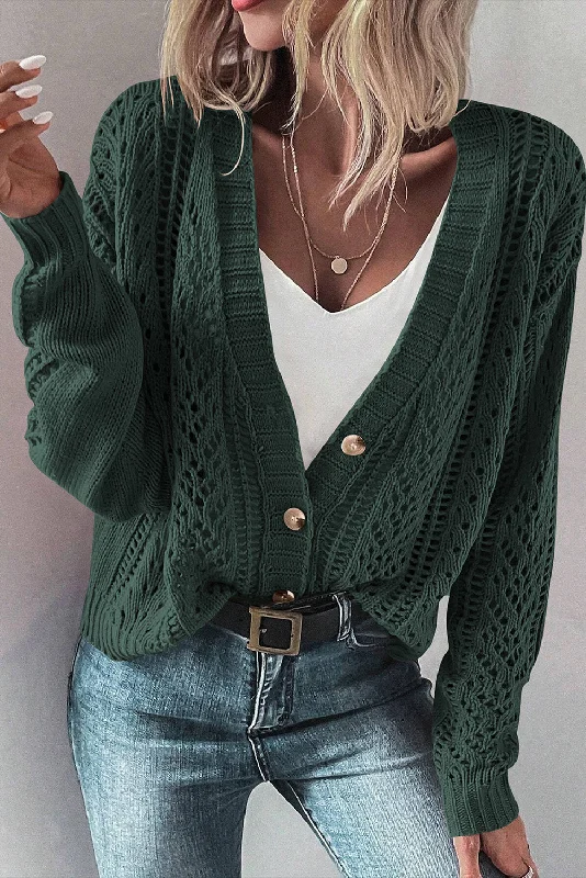 KaleaBoutique Open Knit Drop Shoulder Sweater Cardigan Sophisticated Women's Tailored
