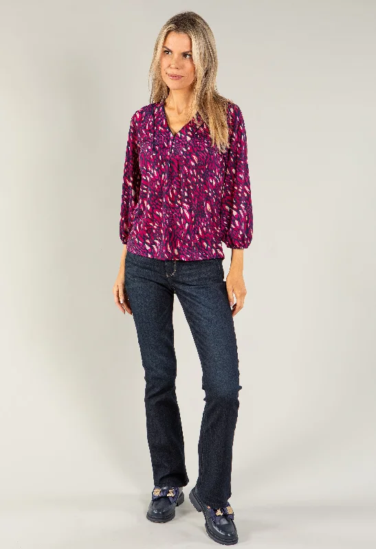 Animal Print V Neckline Top European