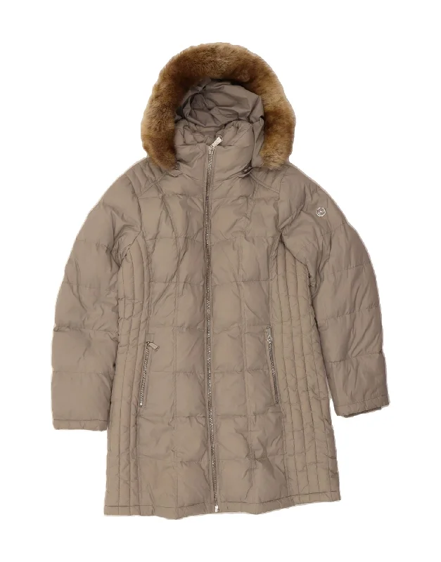 MICHAEL KORS Womens Hooded Padded Coat UK 16 Large Grey Nylon Confident Women's Power