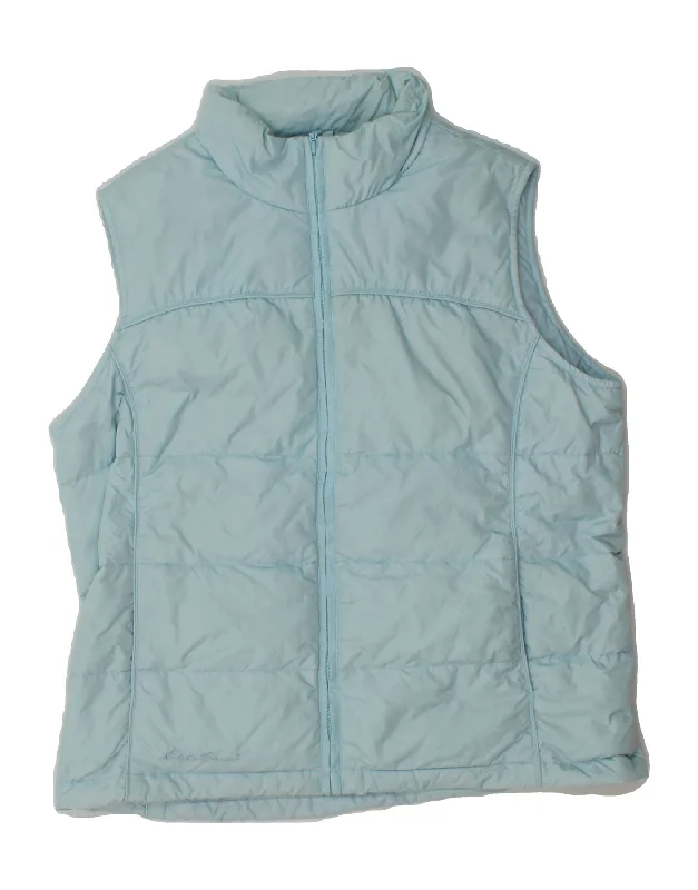 EDDIE BAUER Womens Padded Gilet UK 16 Large Blue Nylon Trendy Women's Oversized
