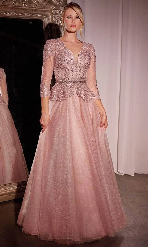 Cinderella Divine CD789 - Lace Deep V-Neck Evening Gown Confident Women's High - fashion