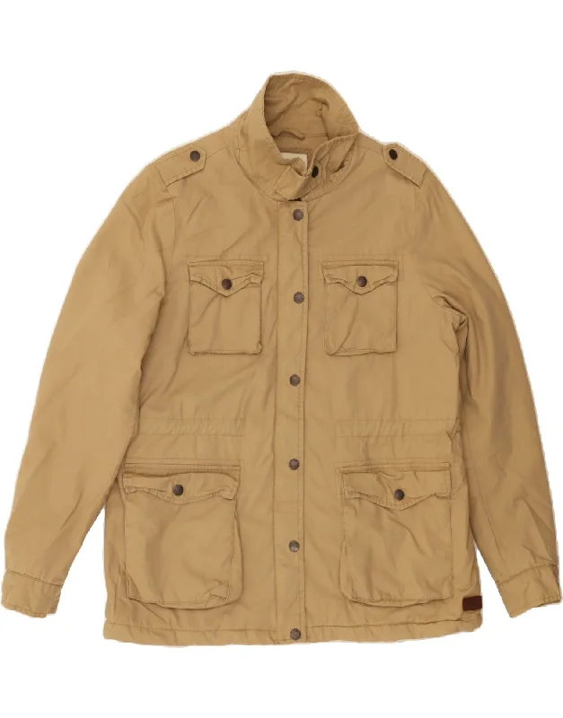 FAT FACE Womens Military Jacket UK 16 Large Beige Polyester French