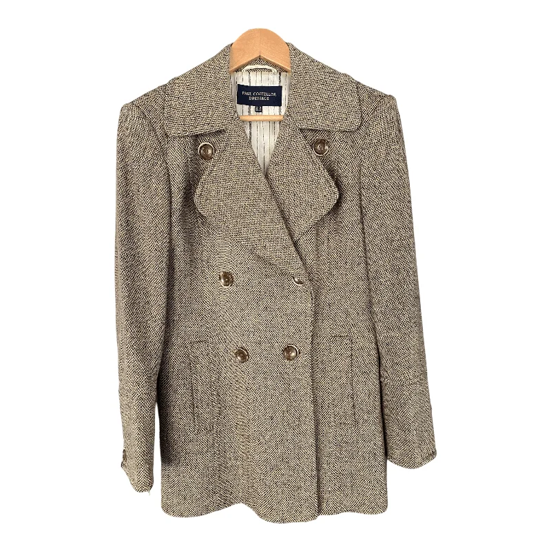 Paul Costelloe Dressage Brown Tweed Wool Jackets Double Breasted UK Size 12 Street