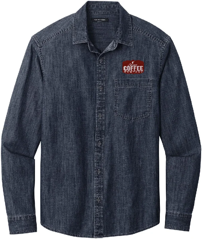 Port Authority Long Sleeve Perfect Denim Shirt Confident Women's High - fashion