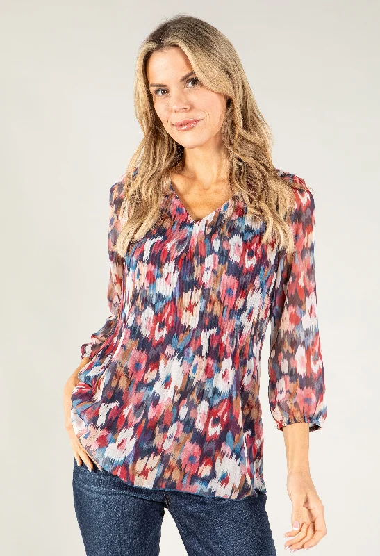 Colour Fleck Plisse Pleat Top Tough Women's Military - inspired