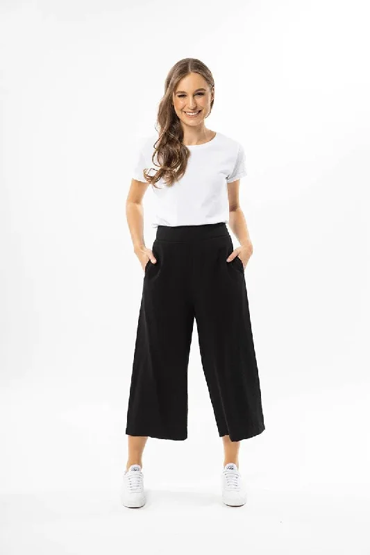 BILLIE THE LABEL - ESSENTIAL WIDE LEG CROP PANT -BLACK Minimalist Women's Casual