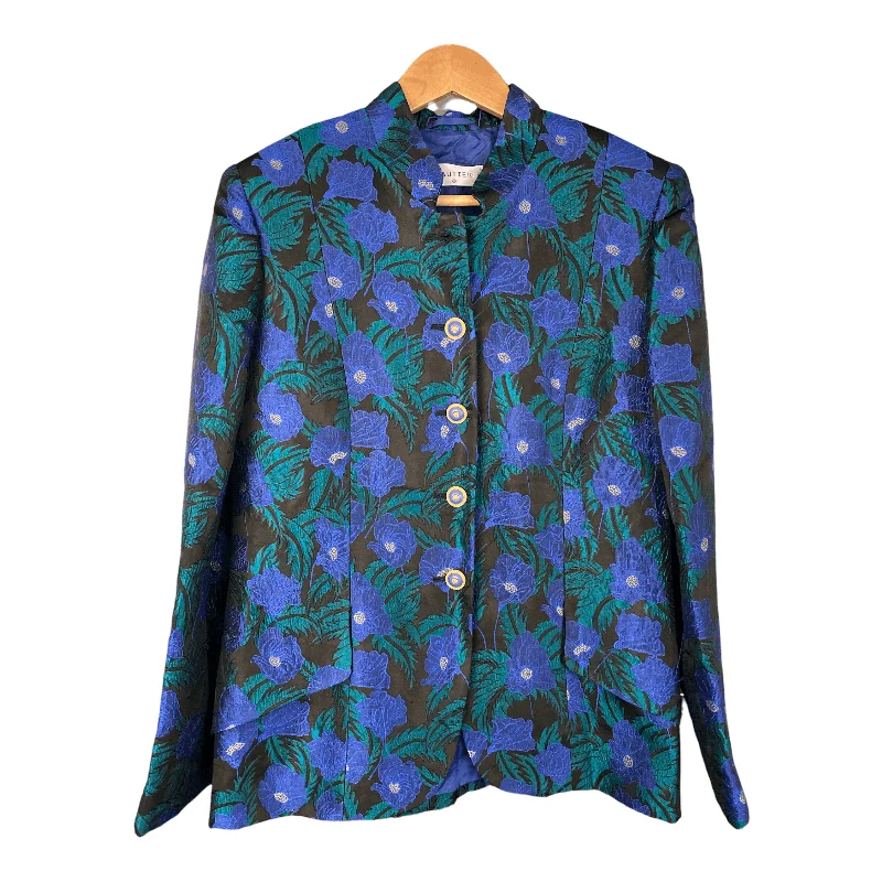 Sautter Single Breasted Jacket Blue and Green Floral UK Size 12 Preppy Women's College