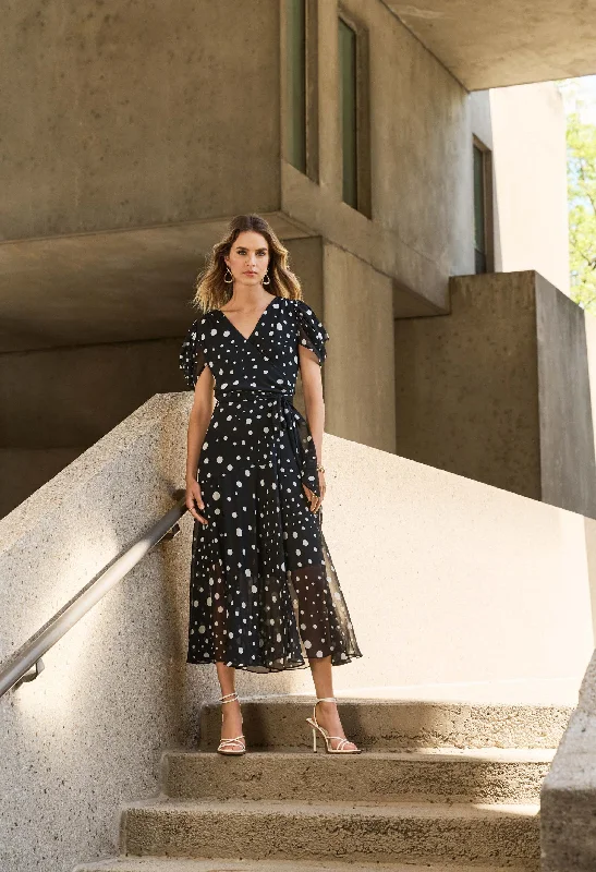 V-neck Polka Dot Midi Dress Confident Women's High - fashion