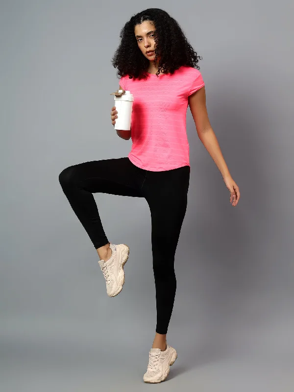 Fitkin Women's Neon Pink Short Sleeve Active Tshirt Contemporary 