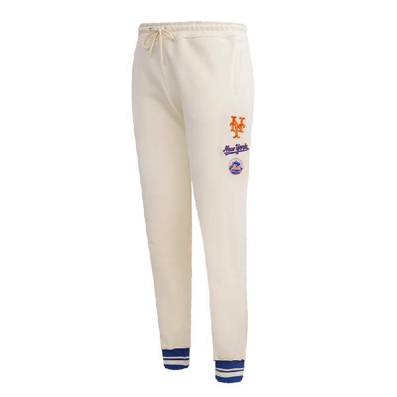 MLB NEW YORK METS RETRO CLASSIC WOMEN'S RIB SWEATPANT (EGGSHELL/ROYAL BLUE) French