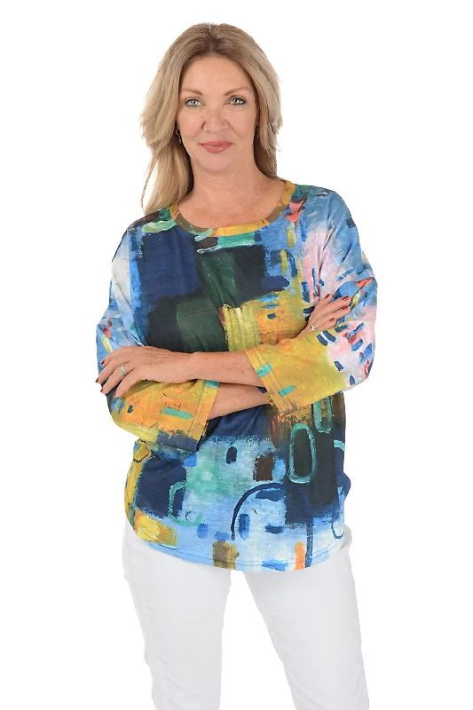 Vibrancy Dolman Sleeve Slub-Knit Top Stylish Women's Tropical 