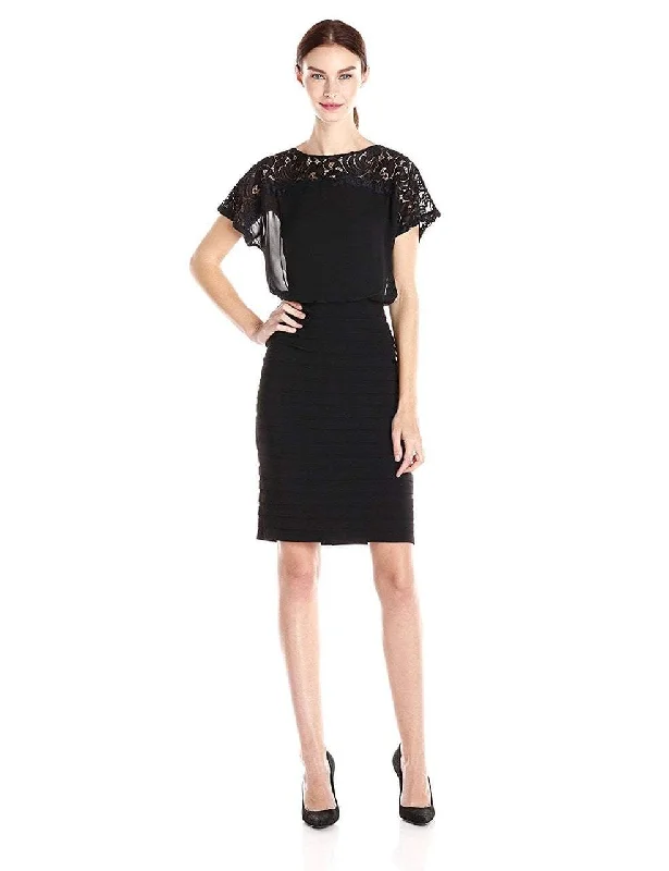 Adrianna Papell - 14249410 Illusion Jewel Sheath Dress Sleek Women's Metallic