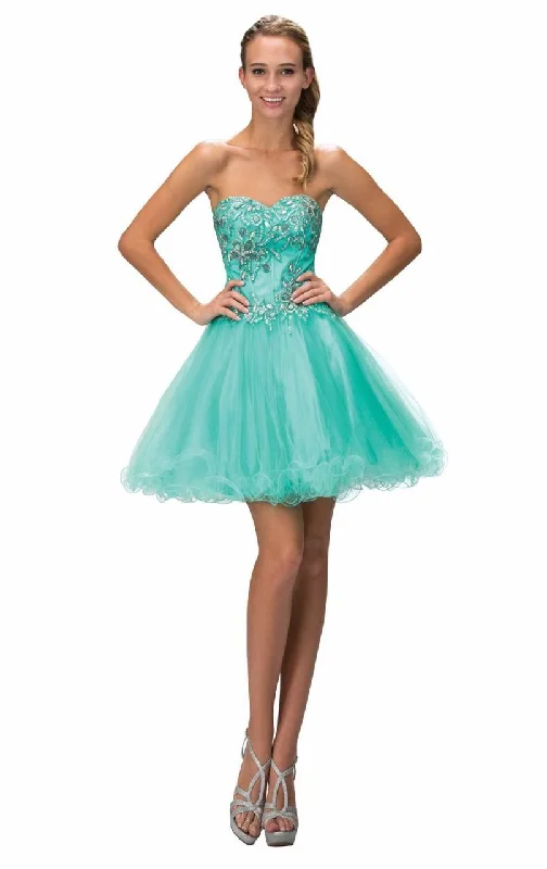 Elizabeth K - GS2132 Embellished Strapless Cocktail Dress Traditional Women's Wool