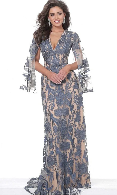 Jovani - 00752 Cape Sleeve Novelty Lace Sheath Gown Refined Women's Classic 