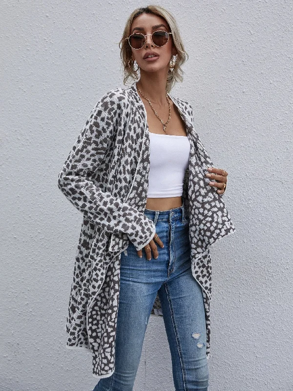 Casual All Over Print Long Sleeve Waterfall Short Women Cardigan Feminine Women's Soft 