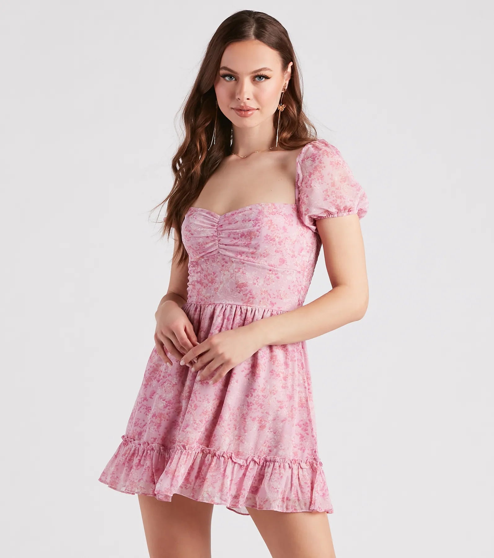 Sweet Spring Vibes Floral Skater Dress Elegant Women's 