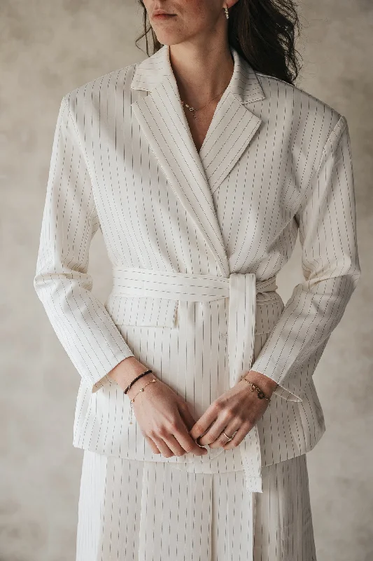 Pippa stripes blazer white/black Earthy Women's Hemp - based