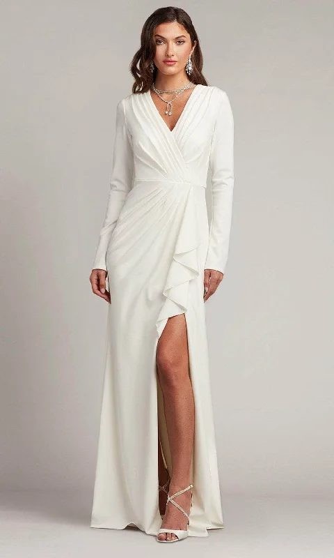 Tadashi Shoji BOS20704LBR - Cascading Drape Sheath Prom Gown French