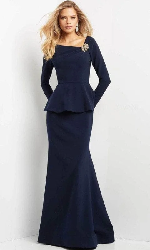 Jovani - Asymmetric Trumpet Formal Gown 07131SC Scandinavian