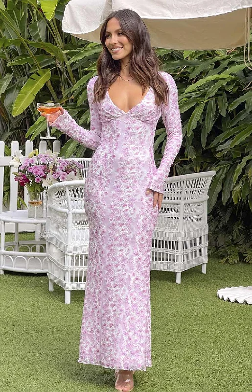 Zach Pink Long Sleeve Maxi Dress Refined Women's Classic 