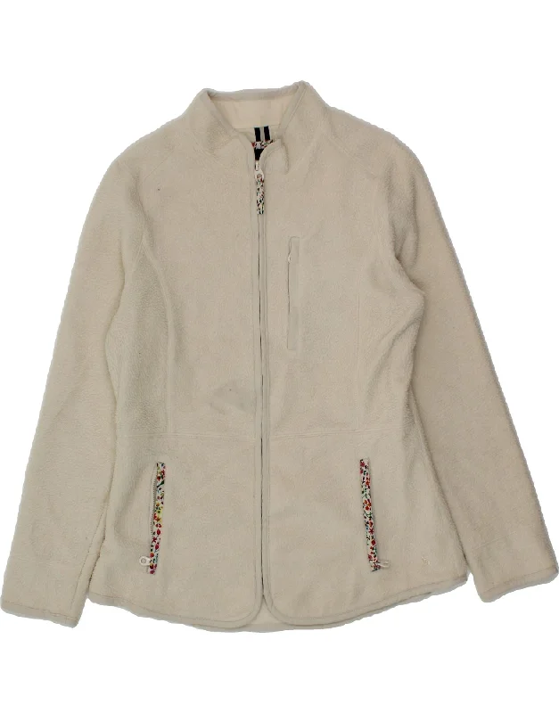 JOULES Womens Fleece Jacket UK 12 Medium  White Polyester Laid - back Women's Vibe