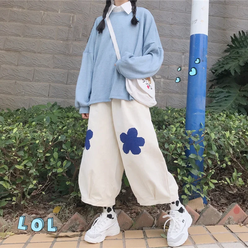 "Flower" printed pants PL21001 Relaxed Women's 