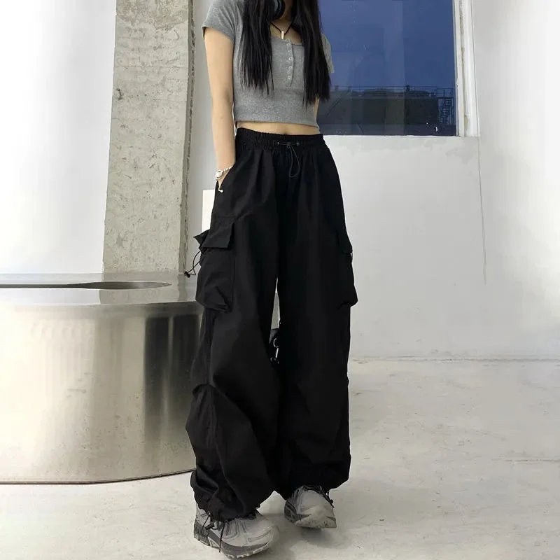 Hip Hop Women Pants Streetwear Leg Pants     S2510 Monochromatic All - in - one