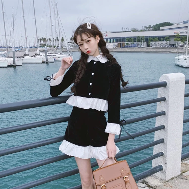 Chic black two-piece suit PL50102 Sleek Women's 