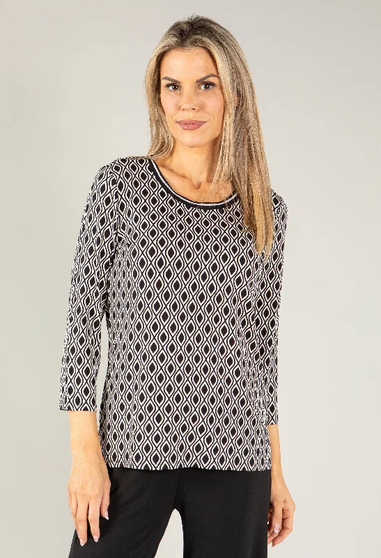 Monochrome Geo Print Top Athletic Women's High - 