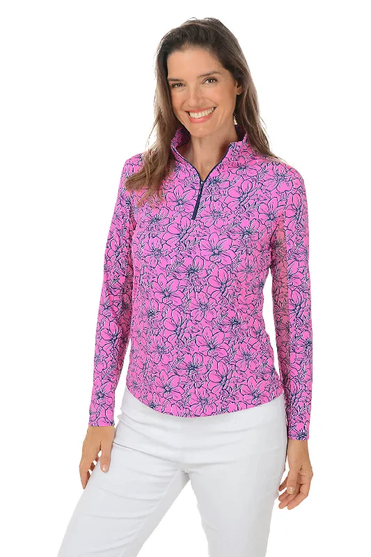 Pink Diana Floral UPF50+ Sun Shirt Trendy Women's Oversized