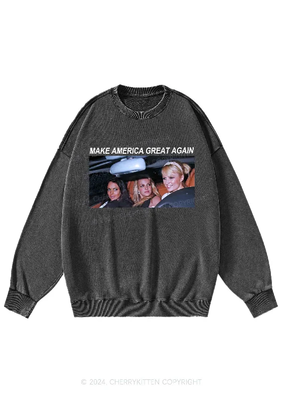 Make America Great Again Y2K Washed Sweatshirts Cherrykitten Vintage Women's 1970S 