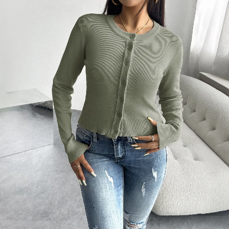 Casual Solid Color Cardigan Long Sleeve Sweater Wholesale Womens Clothing N3824080700058 Dynamic Women's High - energy