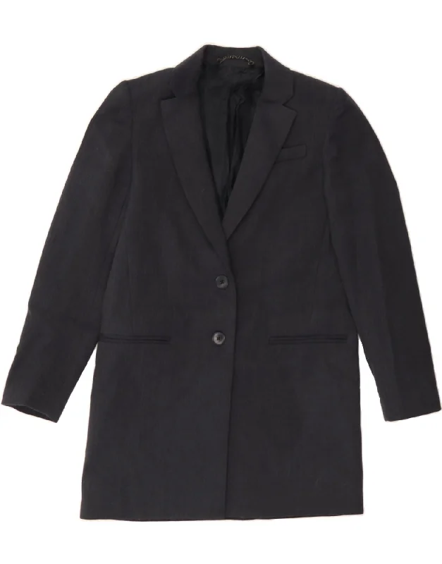 JIGSAW Womens Overcoat UK 8 Small Navy Blue Polyester Cool Women's Skate