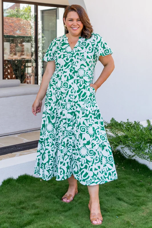 Iris Midi Dress Emerald Solstice Cool Women's Skate
