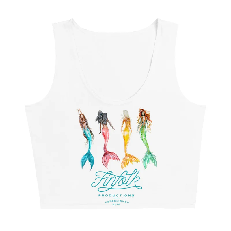 Watercolor Mermaids Crop Tank Feminine Women's Style 