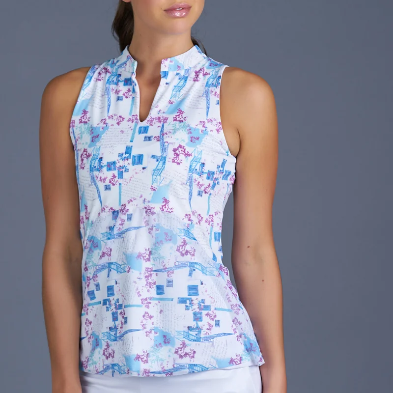 Sisily Sleeveless Collar Top Classic Women's Tweed