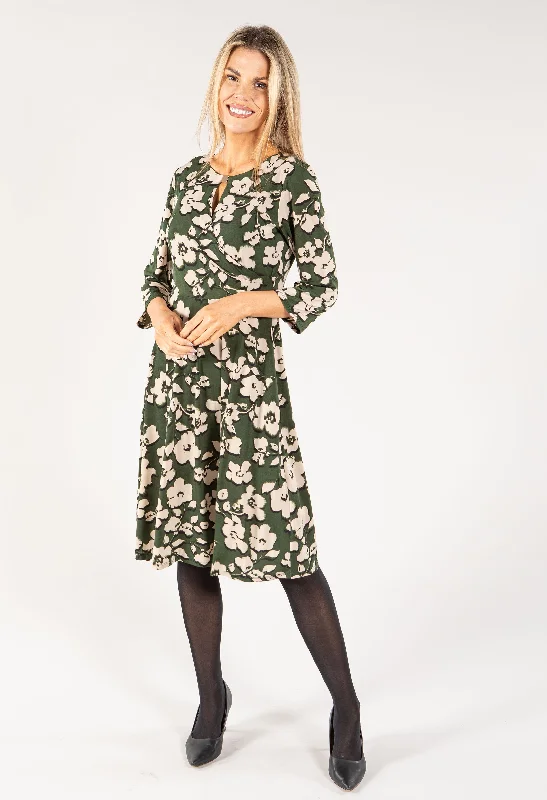 Wrap Bodice Keyhole Neckline Dress Monochromatic All - in - one