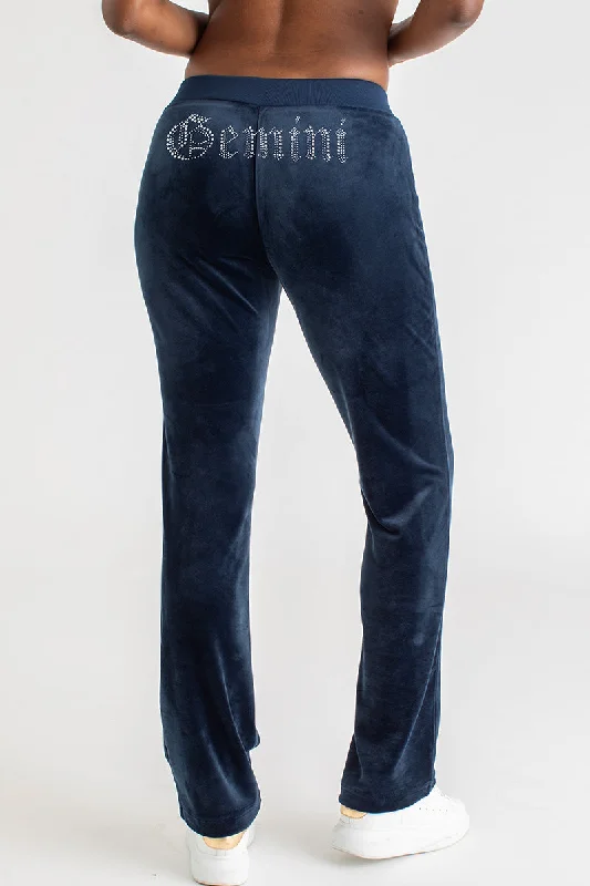 Gemini Big Bling Velour Track Pants Hip Women's Retro