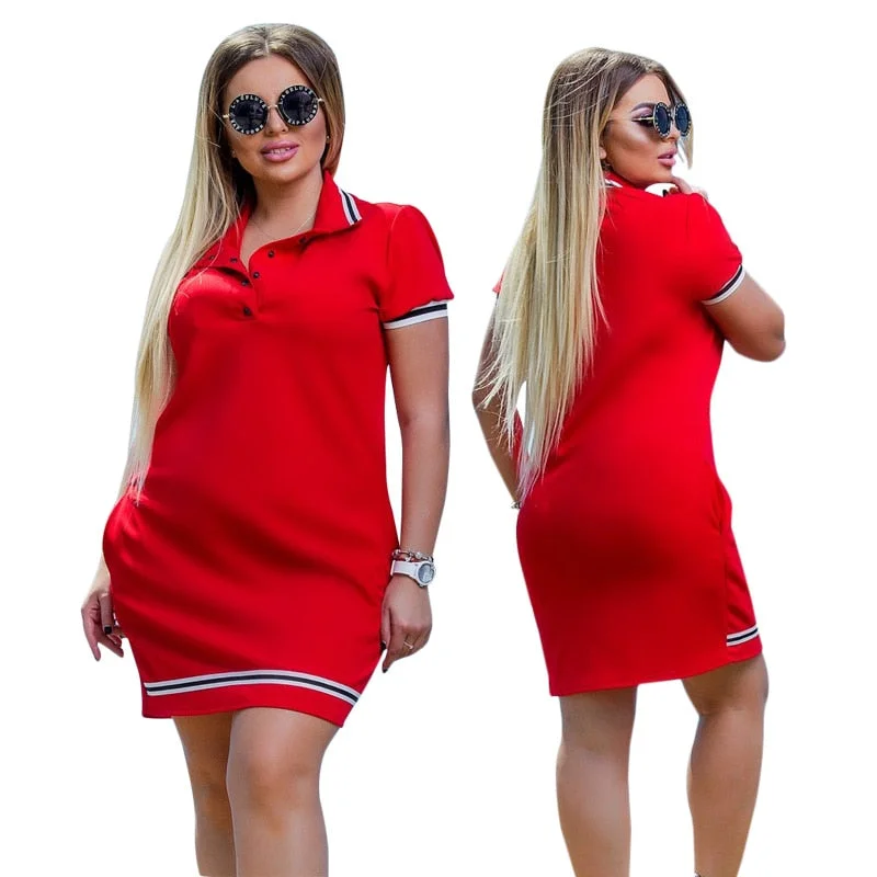 Turn Down Collar Plus Size Mini Dress Disco