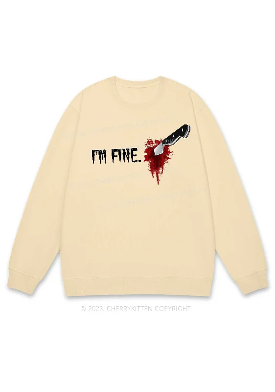 I'm Fine Horrible Bloodstains Halloween Y2K Sweatshirt Cherrykitten Practical Women's Multi - 
