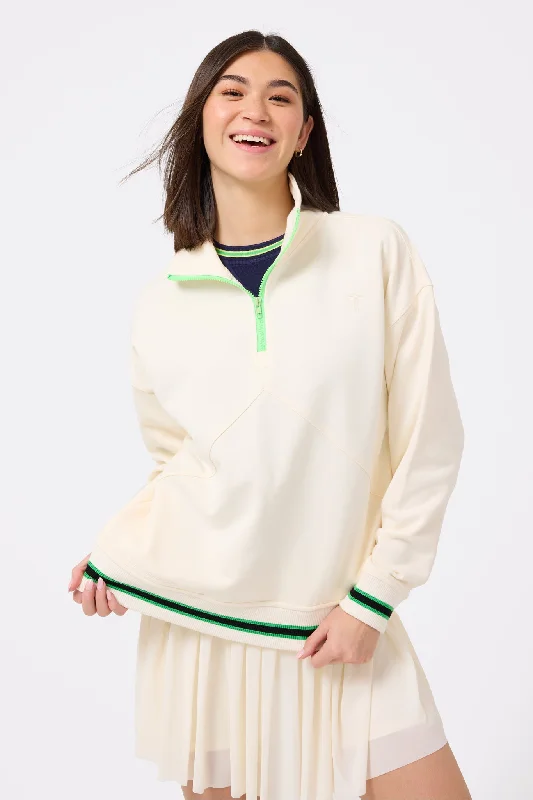 Colorblock Quarter Zip Sweatshirt in Sugar Swizzle Vintage Women's 1970S 