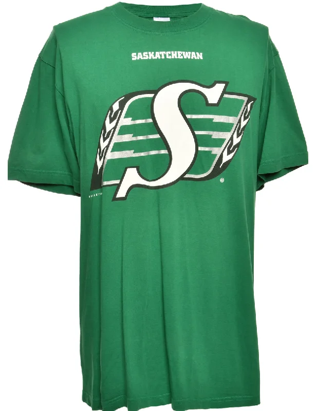 Saskatchewan Green Sports T-shirt - L Sporty Women's Athleisure 
