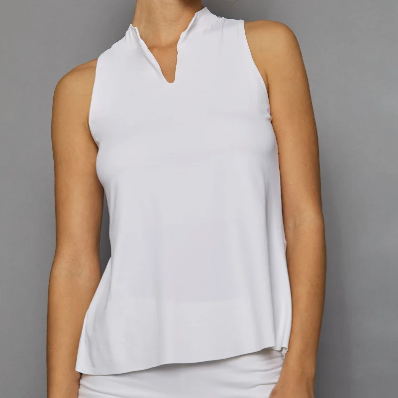 Pure White Sleeveless Collar Top Vintage Women's 1970S 
