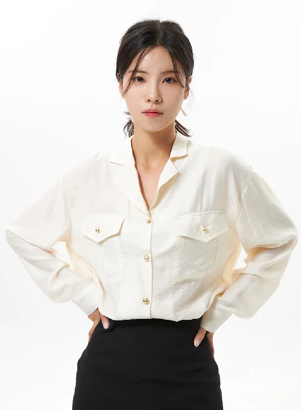 Shiny Long Sleeve Blouse OS313 Business