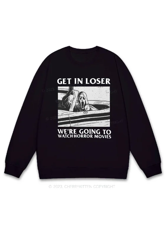We're Going To Watch Horror Movies Y2K Sweatshirt Cherrykitten Monochromatic Office Style