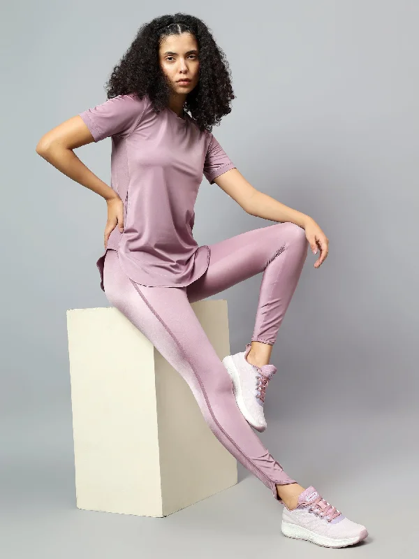 Fitkin Women's Lavender Side Pocket Active Kurta Tshirt Modern Women's Tech