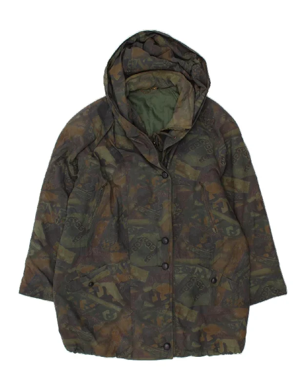 NINO Womens Abstract Pattern Windbreaker Coat UK 18 XL Green Colourblock Cool Women's Distressed NINO Womens Abstract Pattern Windbreaker Coat UK 18 XL Green Colourblock Cool Women's Distressed
