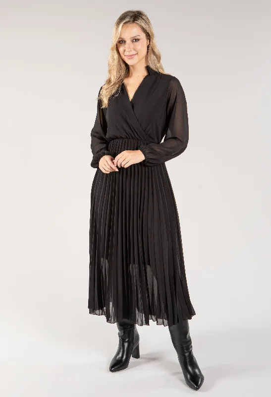 Wrap Bodice Pleated Dress Stylish Women's Neon